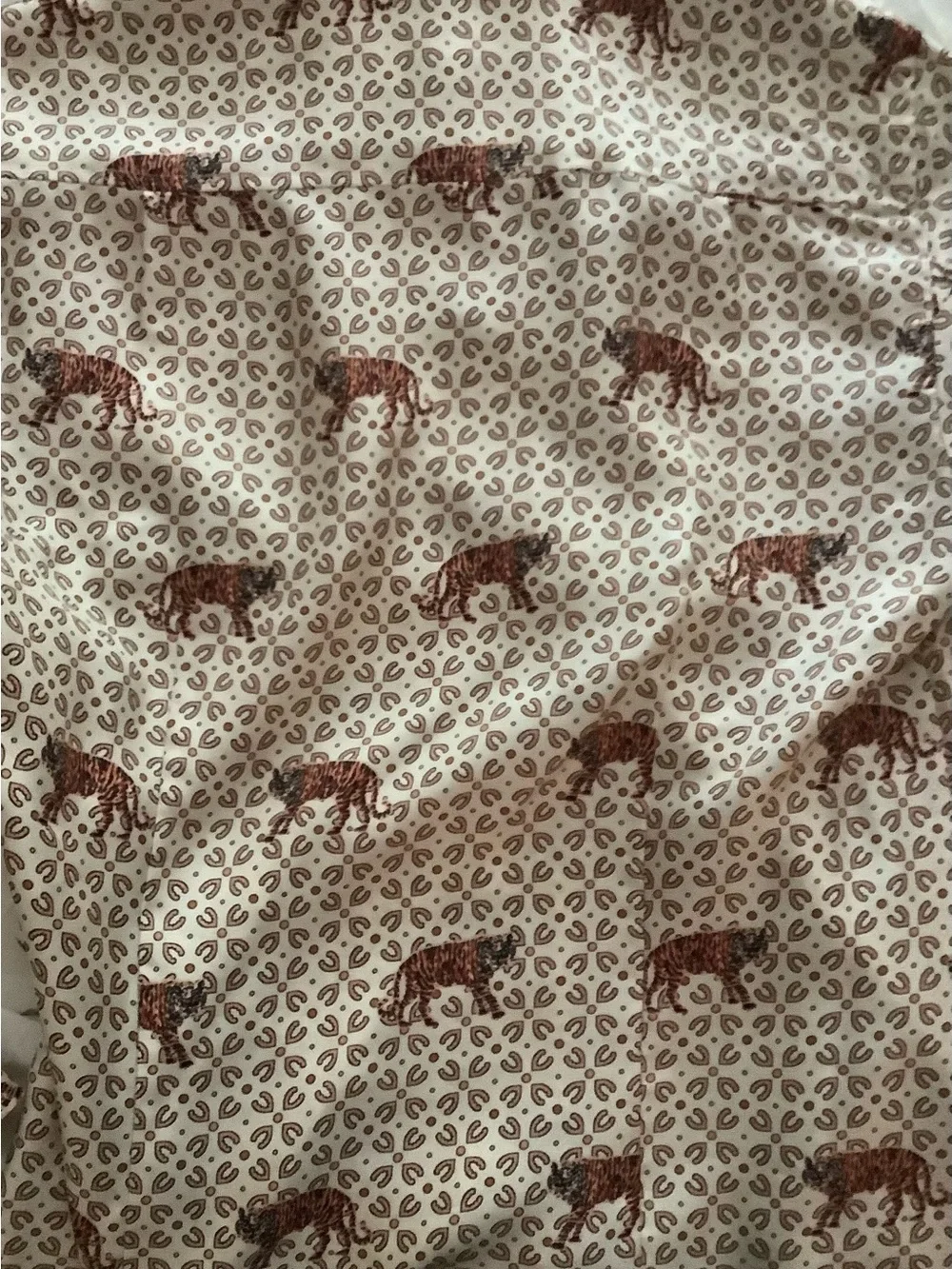 J. Crew Cream Button-Up Shirt with Brown Tiger Print